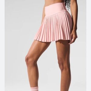 ALO Yoga Grand Slam Pleated Tennis Skirt, Size Medium, Pink Quartz